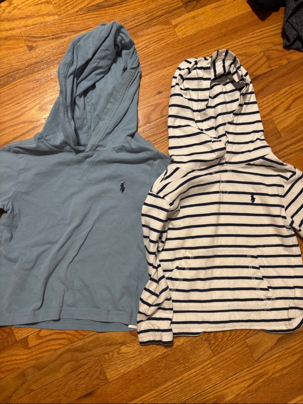 Ralph Lauren Kids Light Blue Hoodie & White Navy-Striped Hoodie Set